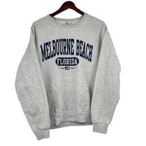 Jerzees vtg Melbourne Beach Florida gray pullover sweatshirt unisex size medium